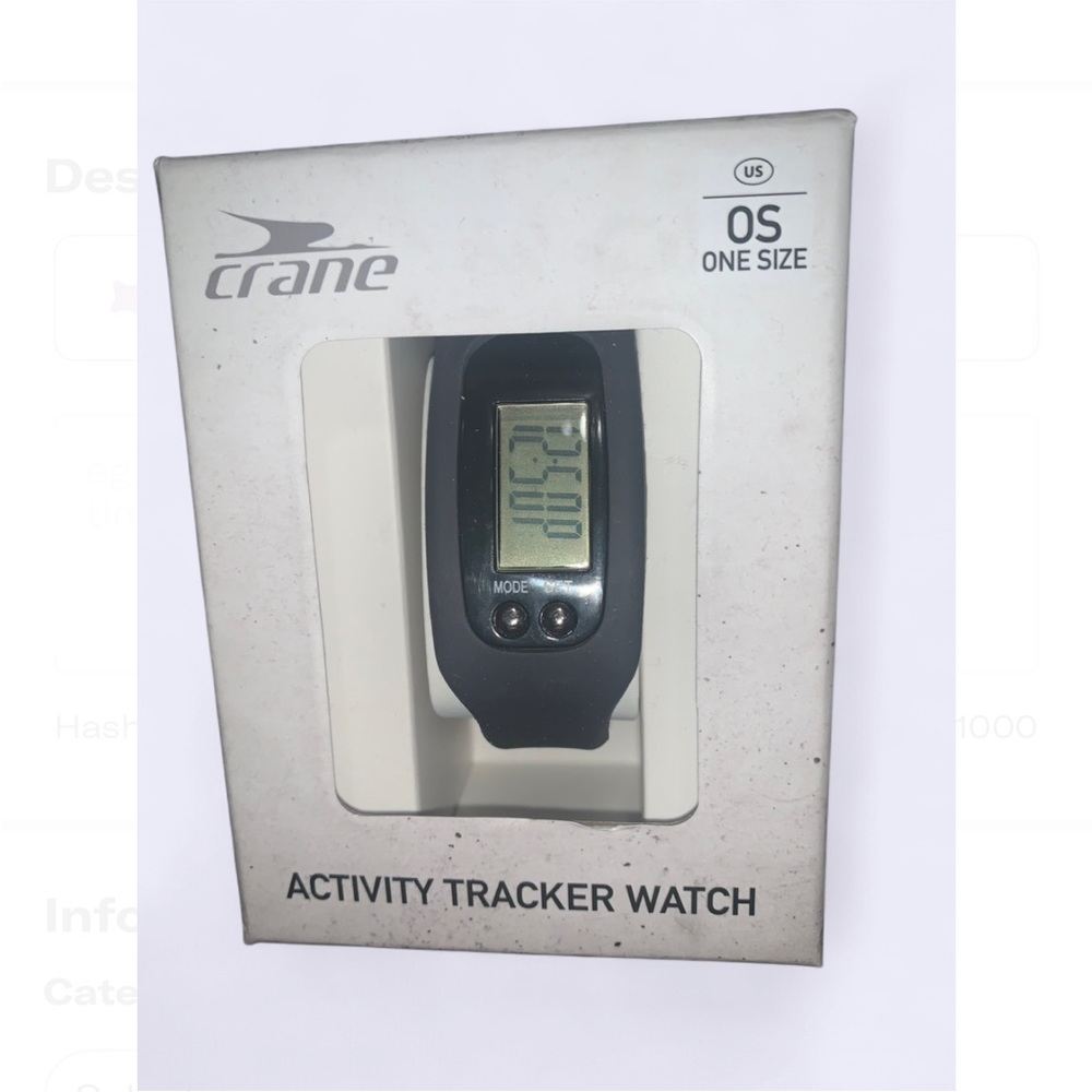 NWT. Crane Black Activity Tracker Watch.